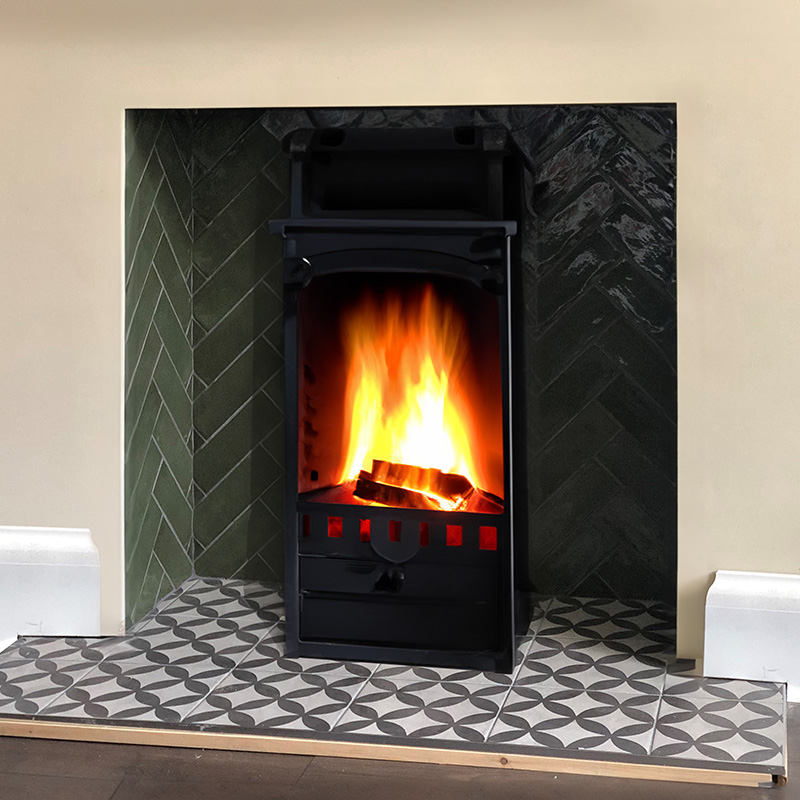 Herringbone Cavendish moss metro tiles